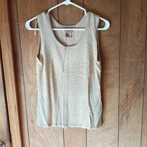 Choices Womens Sparkly Knit Tank Top Size Small Beige Shimmer Sleeveless Stretch